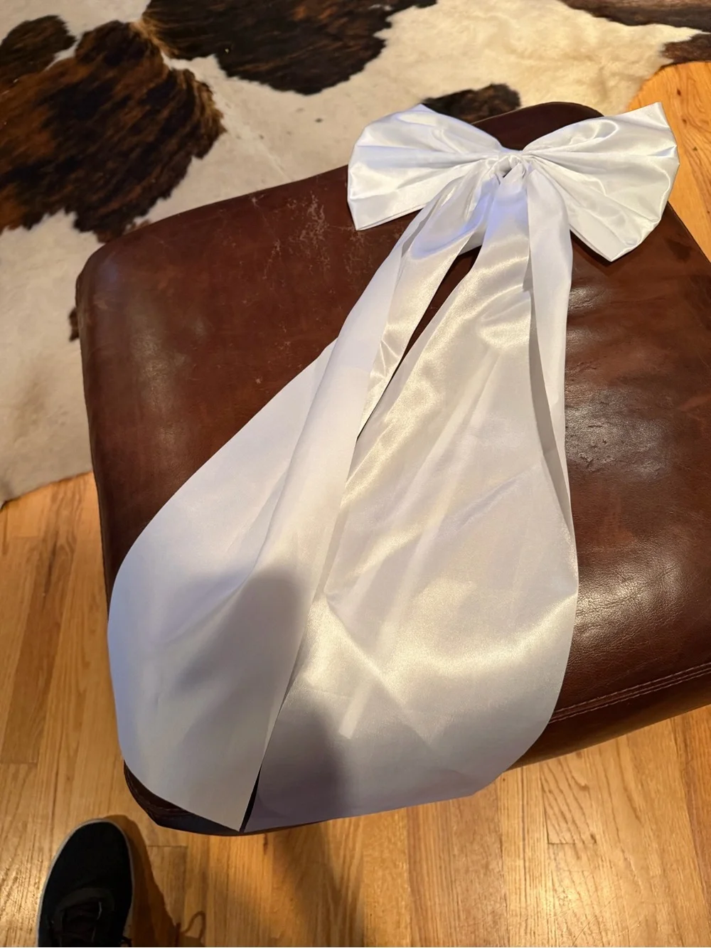 White Satin Wedding Bows with Long Tails set of 12